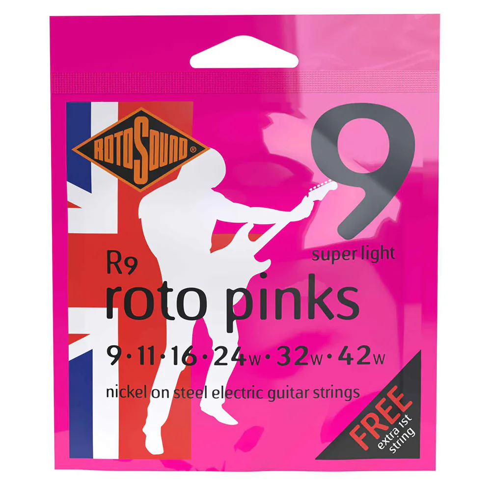 Rotosound Pinks 9 Gauge Super Light Electric Guitar Strings